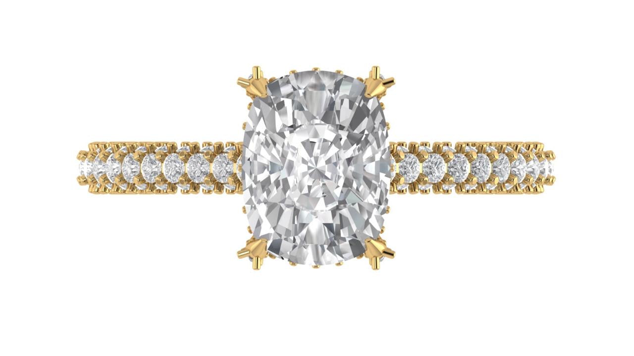 3.25 TDW Custom Cushion Cut French Pavé Lab Diamond Wedding Ring