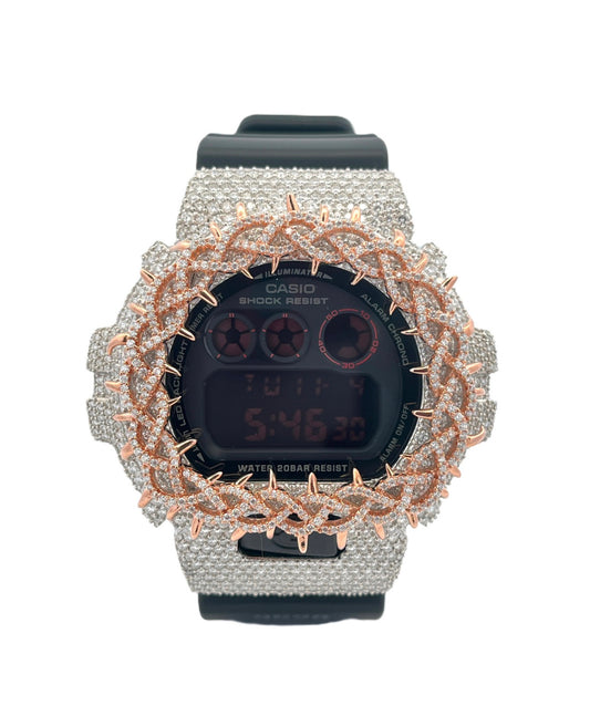 Casio G-Shock Thorn Bezel Moissanite Model 6900 Rose/Sliver