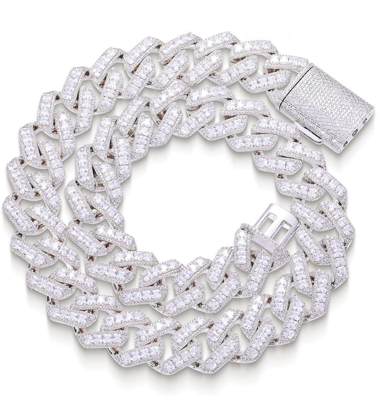 20MM Round Diamond zigzag Cuban Necklace (Diamond Tester Approved)