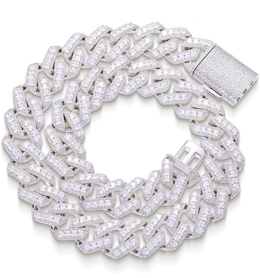 20MM Round Diamond zigzag Cuban Necklace (Diamond Tester Approved)