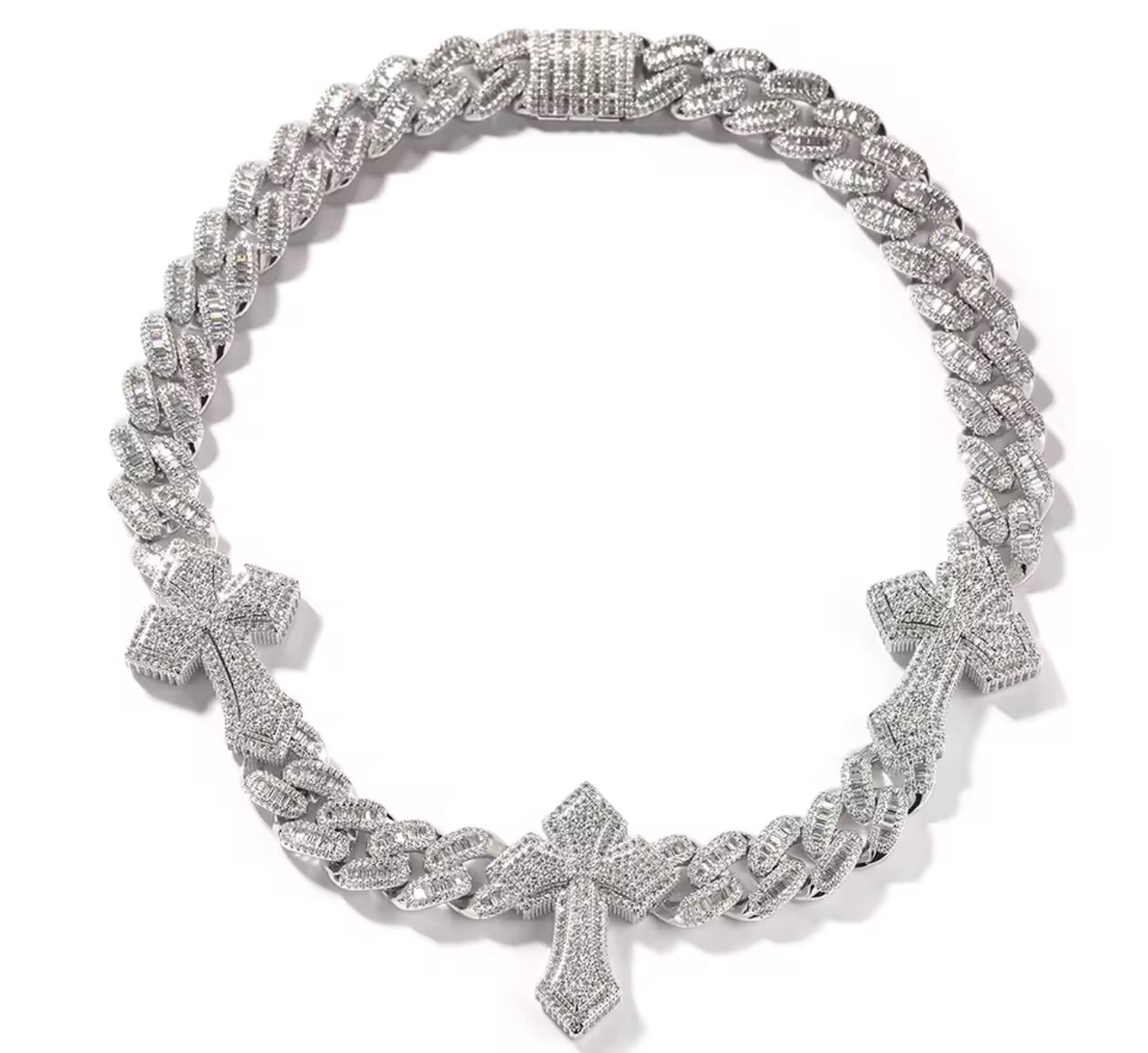 Cross Cuban Necklace (Diamond Tester Approved)