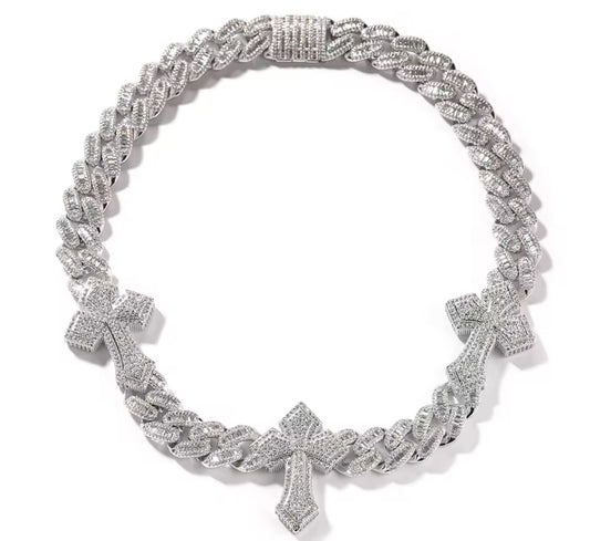 Cross Cuban Necklace (Diamond Tester Approved)