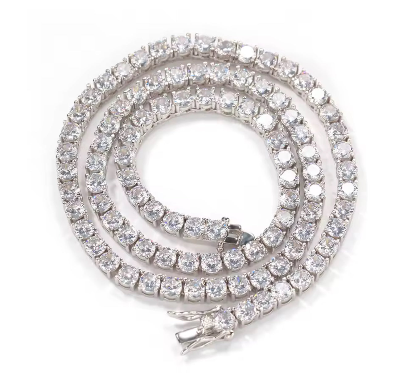 4MM Moissanite Diamond Tennis 925 Sliver Necklace | D Color VVS1 Clarity