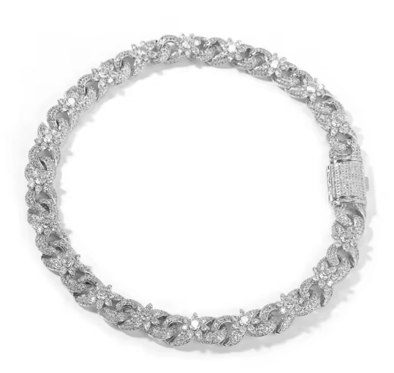 16MM Flower Cuban Necklace (Diamond Tester Approved)