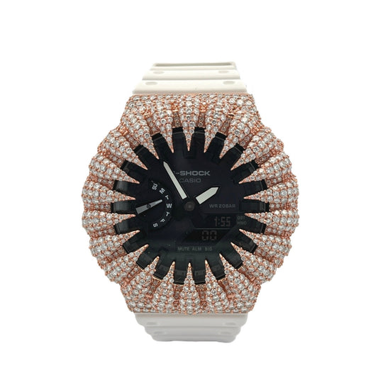 Casio G-Shock White Spike Bezel Moissanite
