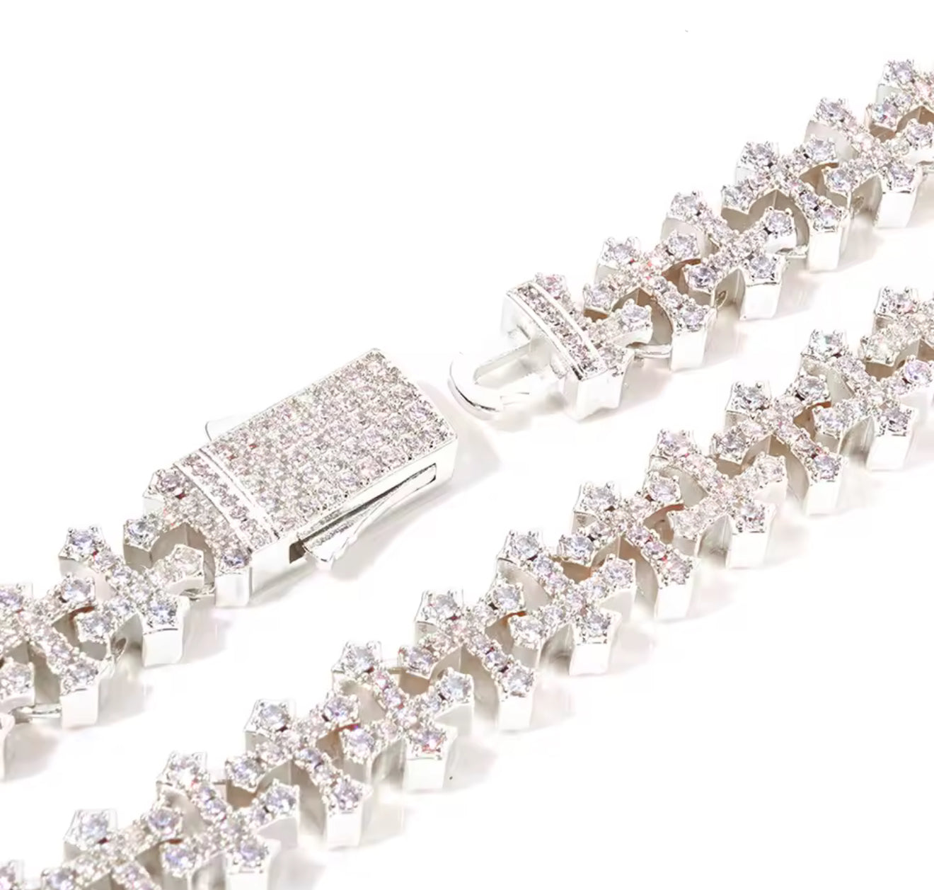 10 MM Round Simulated Diamond multi Cross Tennis necklace
