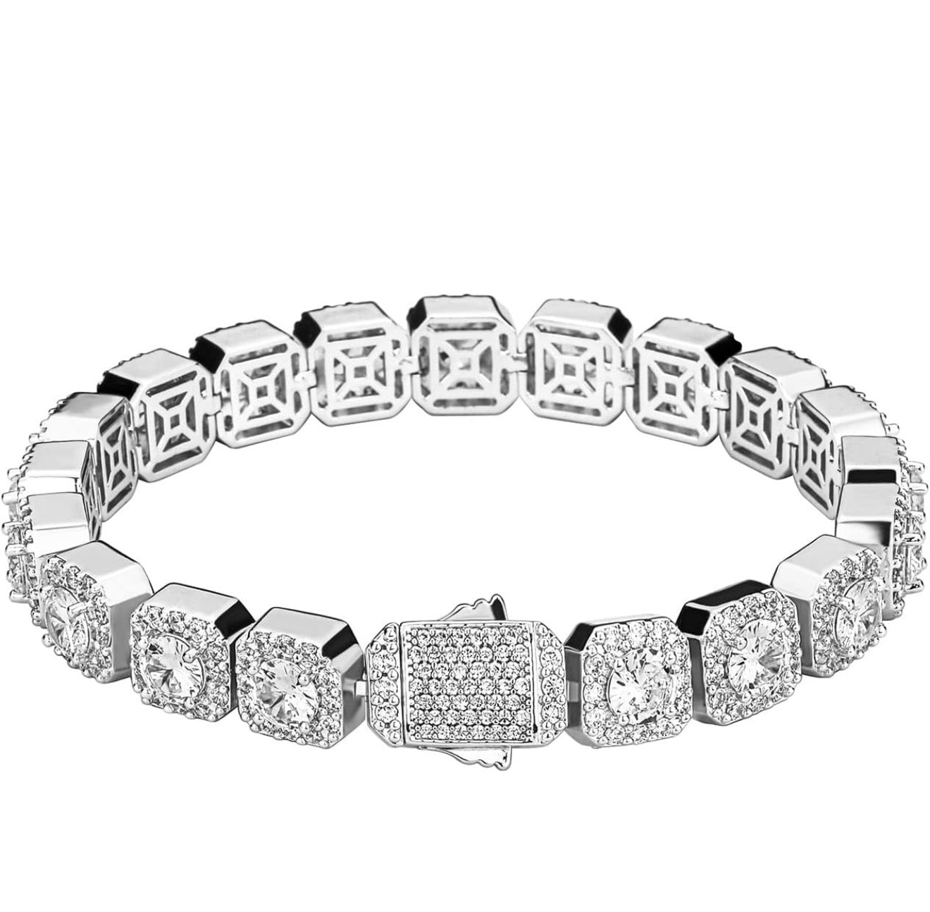 10MM Square Halo Cluster Iced Out Tennis Bracelet