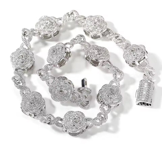 Rose Flower infinity Necklace (Diamond Tester Approved)
