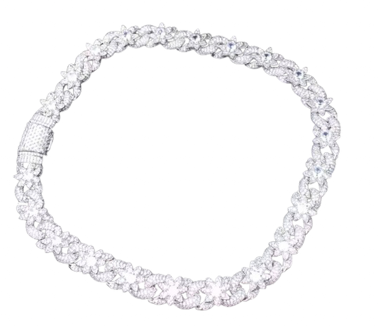 16MM Flower Cuban Necklace (Diamond Tester Approved)