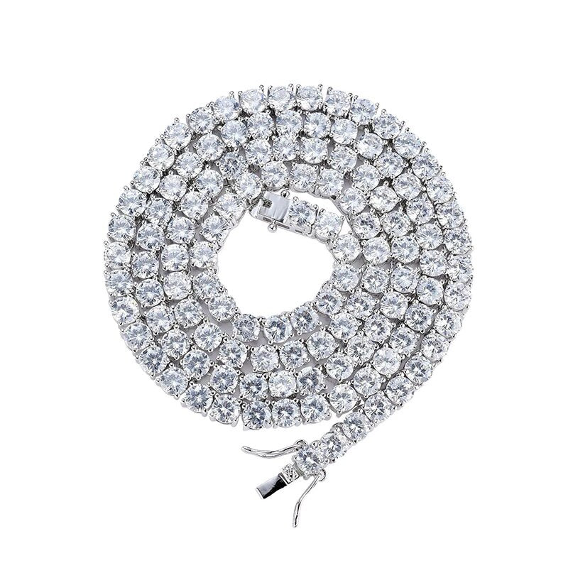 4MM Round Cut Moissanite Diamond Tennis Necklace | 925 Sterling Sliver